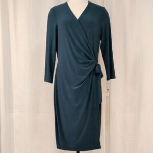 Anne Klein Deep Teal Long Sleeve Dress